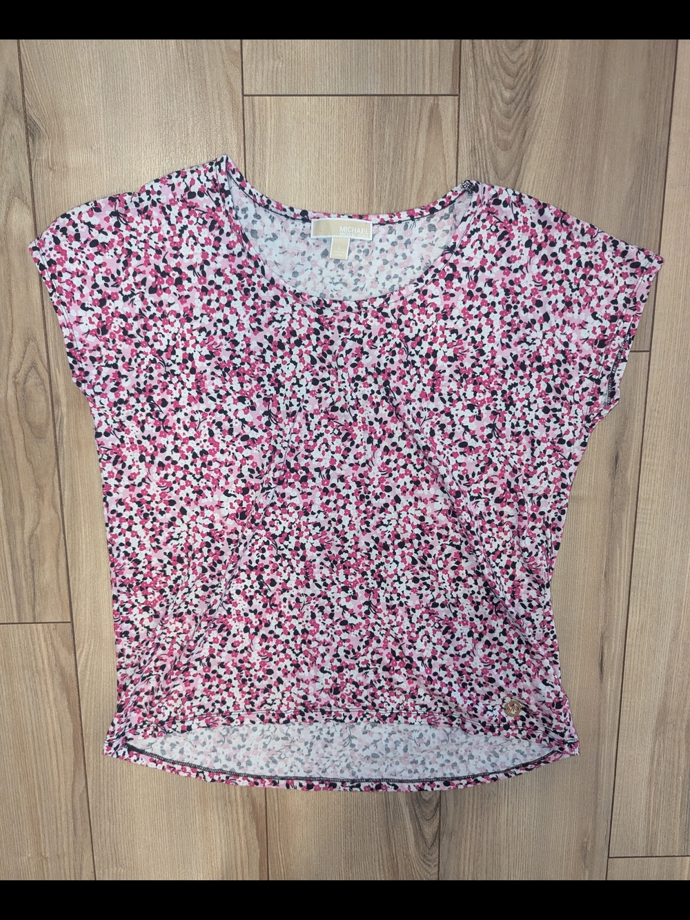 Michael Kors Pink Floral Scoop Neck Women's Top